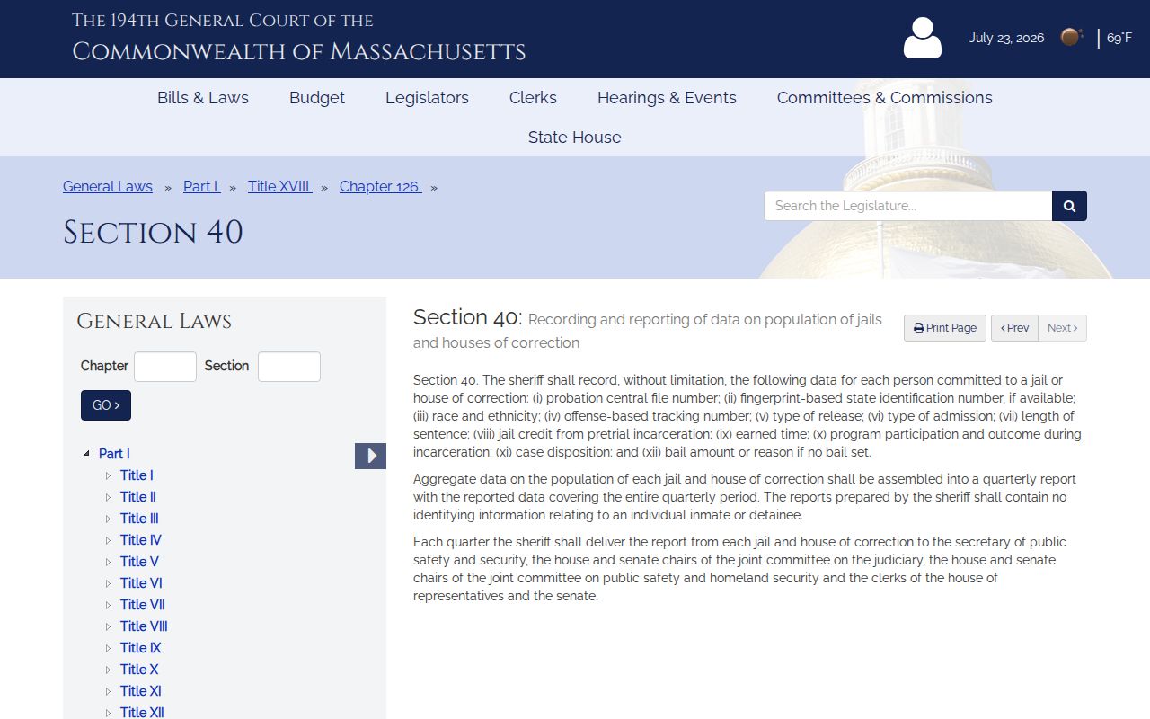 Hampshire County 24-hour release record fields under Massachusetts law